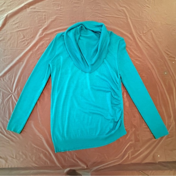 Etcetera by Blue/Green Asymmetrical Cowl Neck Sweater Size M/L - Picture 2 of 7